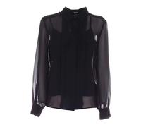DKNY, ,Blouses & Shirts ,Donna ,Nero ,M Camicia Plastron Semitrasparente in Nero