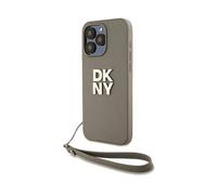 DKNY Cinghia e retro rinforzato CUSTODIA CON CORDINO per Apple iPhone 15 Pro, Beige