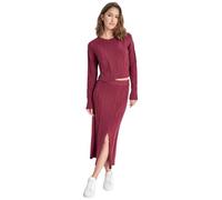 DKNY Cropped Cable Long Sleeves Felpa, Bordeaux, M Donna