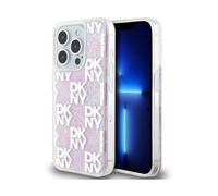 DKNY Custodia Liquid Glitter Multilogo Rosa - iPhone 15 Pro