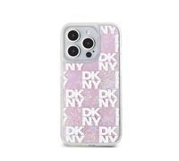 DKNY, Custodia per iPhone 15 Pro con motivo Liquid Glitter Check, Rosa