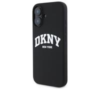 Custodia per iPhone 16 DKNY MagSafe in silicone con logo, colore nero