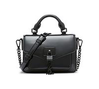 DKNY Elissa Mini Satchel with Logo Charm, Donna, Nero/Nero, Small