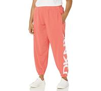 DKNY Jogger da Donna Plus Size Distressed Crackle Logo Pigment Dyed, Terra di Siena, 1X