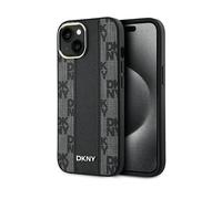 DKNY Leather Checkered MagSafe COVER MAGSAFE per Apple iPhone 15 Plus, iPhone 14 Plus, Nero