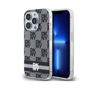 DKNY Leather Checkered MagSafe COVER MAGSAFE per Apple iPhone 15 Pro, Nero