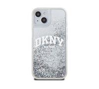 Custodia per iPhone 15 DKNY Liquid Glitter con logo grande, bianca