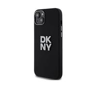 DKNY liquido logo COVER per Universalo iPhone 15 Plus, 14 Plus, Nero