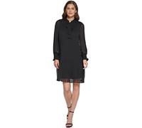 DKNY Long Sleeve Tie Neck Pleated Shift Dress Vestito, Nero, 46 Donna