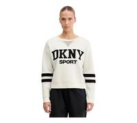 DKNY - Maglia a Maniche Lunghe con Logo a Righe - - Knitwear - Donna - Beige - S