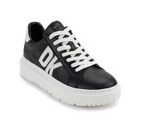 DKNY Marian Lace Up Leather Sneaker, Scarpe da Ginnastica Donna, Nero Bianco, 37 EU