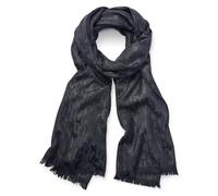 DKNY Metallic Logo Pashmina Scarf with Eyelash Fringe Sciarpa alla Moda, Nero, Etichettalia Unica Donna