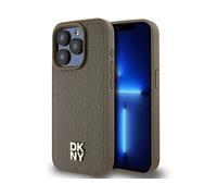 DKNY Motivo effetto pelle COVER MAGSAFE per Apple iPhone 15 Pro Max, Marrone