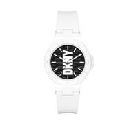 DKNY Orologio Chambers da donna, movimento a tre lancette, cassa in nylon bianco 36 mm con cinturino in poliuretano, NY6657