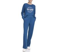DKNY Pantaloni Larghi con Logo a Bolle Metalliche, con Tasche Track Pants, Poseidon, L Donna