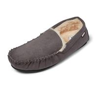 DKNY Pantofole a mocassino da uomo, calde pantofole foderate in pelliccia sintetica da uomo, tomaia in morbida microfibra scamosciata e suola di marca, comode pantofole da indossare tutti i giorni