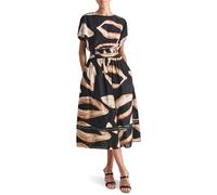 DKNY Printed Voile with Stud Mesh Details Top T-Shirt, Foglia di Wavering, S Donna