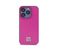 Custodia MagSafe in pelle con monogramma DKNY per iPhone 15 Pro Max, colore rosa