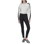 DKNY Pull On Ponte Pant W/Zipper Detail Pantaloni, Nero, M Donna