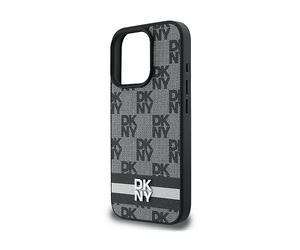 DKNY Rigida Dkny 6.3 "vCon Motivo A Quadretti E Strisce Stampate COVER per Apple iPhone 16 Pro, Nero