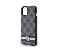 Custodia per iPhone 14 DKNY in pelle a quadri monocromatica nera