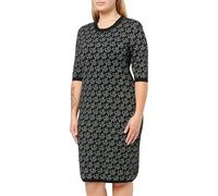 DKNY Short Sleeve Logo Intarsia Sweater Dress Casual Night out, Lurex Nero e Argento, XS Donna