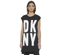 DKNY SPORTSWEAR Women's Missy cap Sleeve Logo T-Shirt, Black/White, Schwarz/Weiß, L Donna