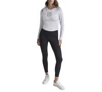 DKNY Stacked Textured Sttripe Logo Long Sleeve Tee T-Shirt, OPT Htr Slvr, M Donna