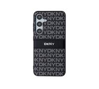 DKNY Strisce monocromatiche e logo in metallo COVER per Samsung Galaxy S24, Nero