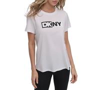 DKNY Two Tone Logo Crew Neck Tee T-Shirt Donna