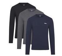 DKNY Uomo, Maglietta a Maniche Lunghe, Blu Marino/Grigio Scuro/Nero, Confezione da 3, Grande