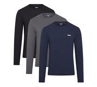 DKNY Uomo, Maglietta a Maniche Lunghe, Blu Marino/Grigio Scuro/Nero, Confezione da 3, Piccolo