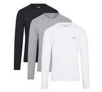 DKNY Uomo, Maglietta a Maniche Lunghe, Nero/Bianco/Grigio, Confezione da 3, Piccolo
