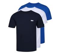 DKNY Uomo, Maglietta Girocollo, Blu Marino/Bianco/Blu, Confezione da 3, Grande
