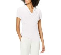 DKNY Women's Short Sleeve Side Ruche Top, White, Large
