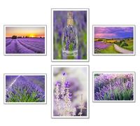 DKORARTE Set di 6 fogli A3 decorativi da parete per quadri decorazione soggiorno moderno, camera da letto, camera, senza cornice, paesaggio, natura, campi Lavanda Brihuega, 41 x 29,7 cm