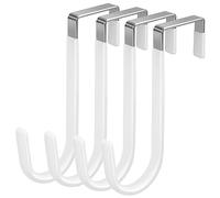 DkOvn Confezione da 4 ganci sopra la porta, superficie in gomma bianca per evitare graffi, ganci per porta per bagno, soggiorno, cucina, appendere vestiti, asciugamani, borse (confezione da 4 bianco)