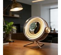 DKPLOE Caricatori per Orologi Singoli per Orologi Automatici con Motore Silenzioso Vetrina con Tettuccio Panoramico in Acrilico Scatola Girevole per Orologi(Wood Grain)