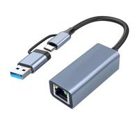 DKSooozs Adattatore da USB 3.0 a Ethernet con USB C a RJ45 Gigabit LAN 1000 Mbps di rete cablata, adattatore di rete, per