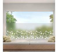 dktie Pellicola per finestre in vinile smerigliato per la privacy, pellicola per finestre senza colla, rimovibile con motivo floreale statico, per cucina, bagno, camera dei bambini, 44,5 x 200 cm