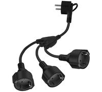 DKTYGER Prolunga Schuko 3680 W, cavo di prolunga impermeabile IP44-3 prese, cavo di alimentazione Euro per casa, ufficio, colore nero