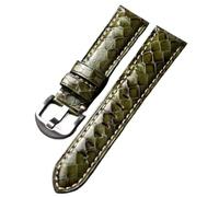 DKWOIS Bracciale fatto a mano in pelle di serpente 20 22 24 26MM Grigio Blu Verde Cinturino in pelle unico stile vintage compatibile con PAM Sports(Green Silver Buckle,24mm)