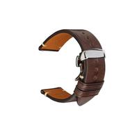 DKWOIS Cinturino for orologio a sgancio rapido in pelle conciata al vegetale, cinturino in pelle di mucca da 20 mm a 22 mm(CoffeeButterflyClasp,18mm)