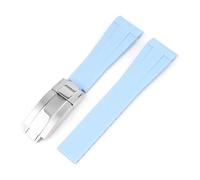 DKWOIS Cinturino for orologio curvo FKM da 20 mm compatibile con cinturini for orologi Omega X Swath Moothswatch Style CTS da uomo e da donna(Light Blue,20MM_NO BUCKLE)