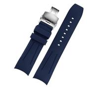 DKWOIS Cinturino for orologio in fluorogomma curvo da 22 mm compatibile con Mido New Multifort TV Series M049.526, cinturino in gomma for orologio da uomo, bracciale morbido(Blue silver)