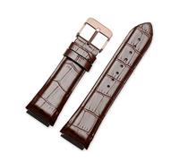 DKWOIS Cinturino for orologio in pelle blu da 22 mm compatibile con GUESS W0040G3 W0247G3 W0040G7, cinturino da polso da uomo in pelle bovina(Brown rose buckle)