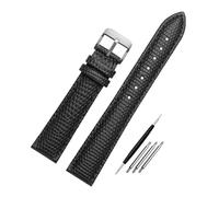 DKWOIS Cinturino for orologio in pelle lucertola moda compatibile con GC YA126.4 Armani AR11067 AR1674 Seagull 719.403LK cinturino for orologio da donna 14 16 18 20MM(Black-silver,18mm)