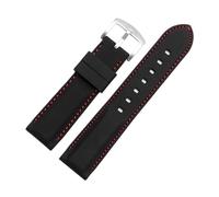 DKWOIS Cinturino for orologio in silicone for sport all'aria aperta, compatibile con Tissot Mido Casio, universale, da uomo, in silicone(A BK red line SK,20mm width)