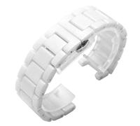 DKWOIS Cinturino in ceramica concavo 20 * 11 18 * 10 16 * 9mm cinturino compatibile con Follie Omega GC Guess Dior Pasha cinturino dentellato nero(White,20mm-12mm)