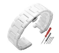 DKWOIS Cinturino in ceramica dentellato compatibile con cinturino di tendenza moda GC pasha 16 * 10mm 18 * 11mm 20 * 12mm 20 * 11mm cinturino for orologi da polso in ceramica(White,20x11mm)